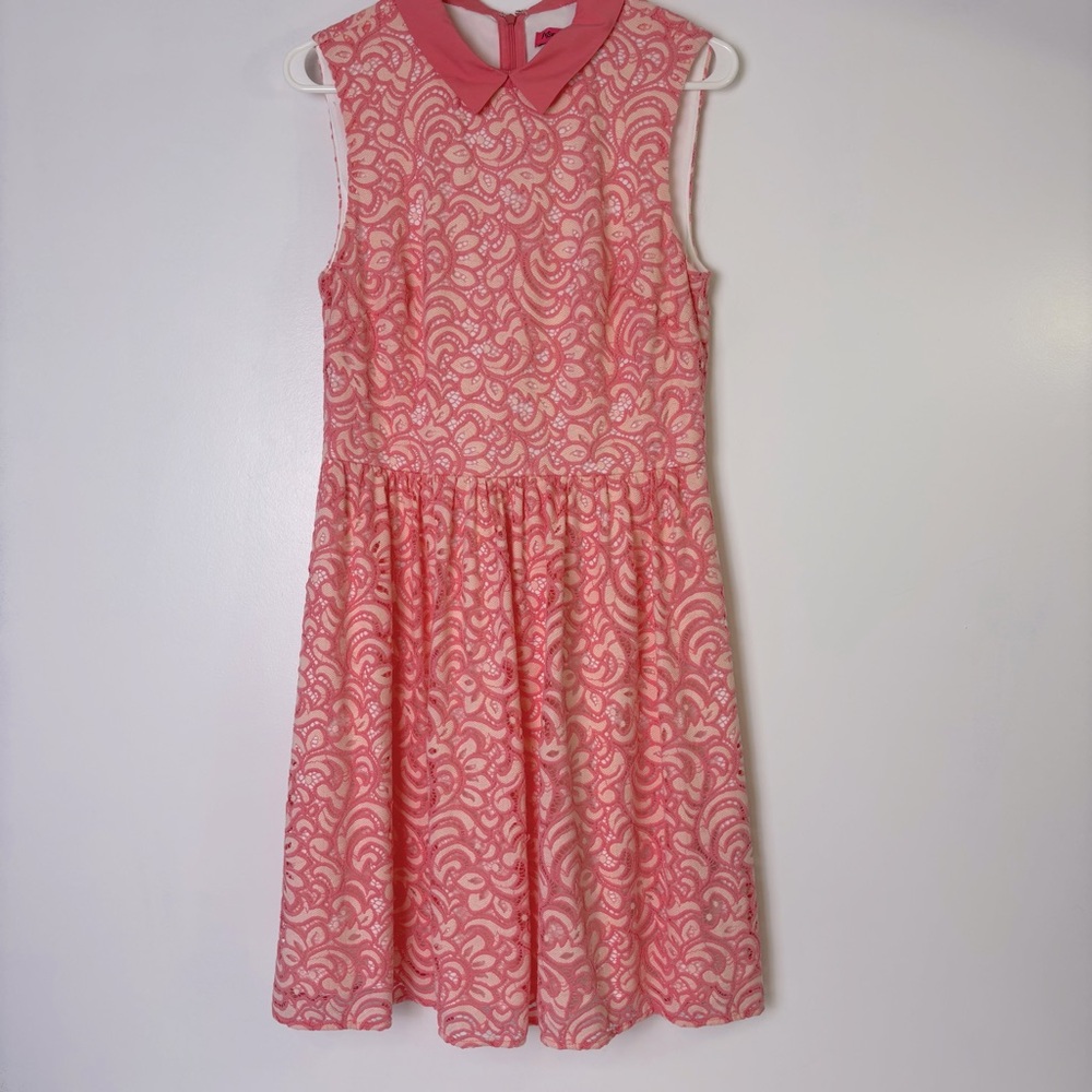 Betsey Johnson Pink Sleeveless Lace Dress